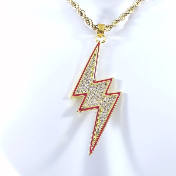 Other - 🖤 24" x 3mm Rope Chain + Icy Lighting Bolt